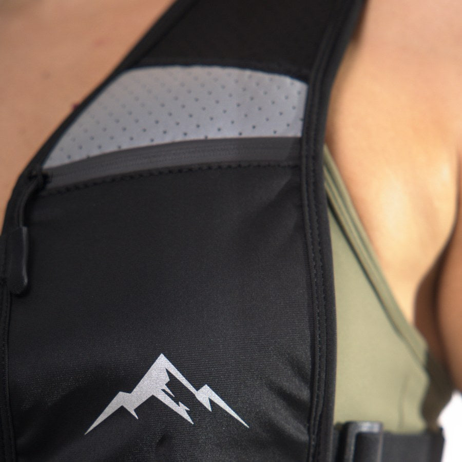 Reflective strips & logo — detail